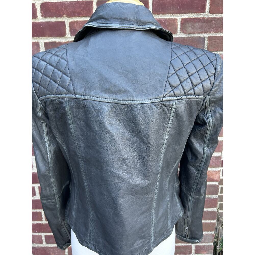 Women's ALL SAINT'S Cargo Biker Jacket Black Distressed Look US Sz 6 - Picture 6 of 10